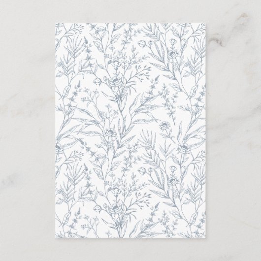 Franse luxe blauwe bloemenbruiloft details kaarten (Achterkant)