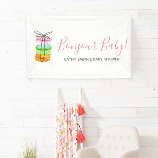 Franse macaron baby shower-gebarentaal spandoek (Insitu)