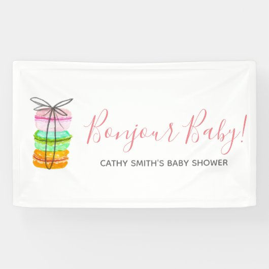 Franse macaron baby shower-gebarentaal spandoek (Horizontaal)