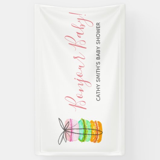 Franse macaron baby shower-gebarentaal spandoek (Verticaal)