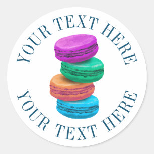 Franse "macaron cookie sticker" met aangepaste tek ronde sticker