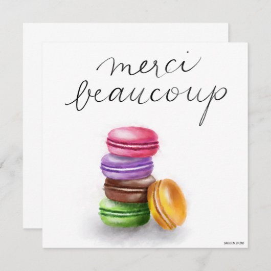 Franse Macaron Merci Beaucoup - Hartelijk dank (Voorkant / Achterkant)