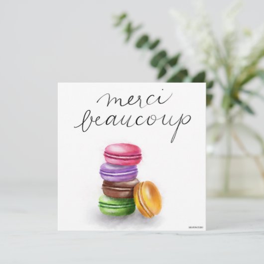 Franse Macaron Merci Beaucoup - Hartelijk dank (Staand voorkant)