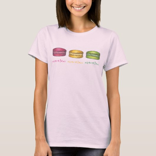 Franse Macaron Pastry Cookies Bakery Macaroon Food T-shirt (Voorkant)