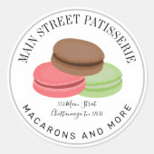 Franse Macaron Patisserie Bakkerij Zakelijk adres Ronde Sticker (Voorkant)