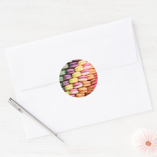 Franse macaron ronde sticker (Envelop)