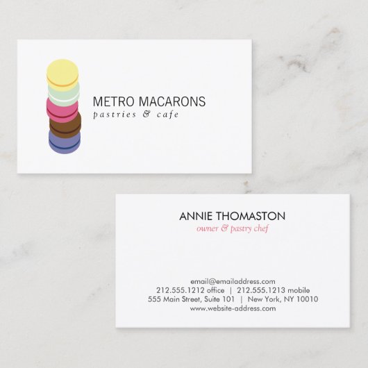 FRANSE MACARON STACK LOGO voor Bakkerij, banketbak Visitekaartje (Voorkant / Achterkant)