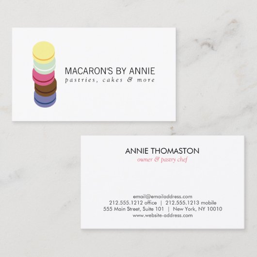 FRANSE MACARON STACK LOGO voor Bakkerij, banketbak Visitekaartje (Voorkant / Achterkant)