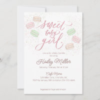 Franse Macaron Sweet Baby Meisje Sprinkle Uitnodig
