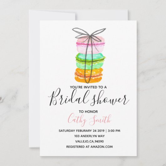 Franse macaron vrijgezellenfeest feestuitnodiging kaart (Voorkant)