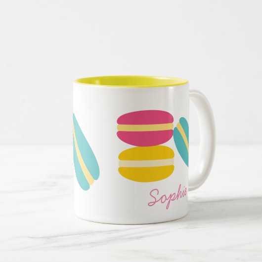 Franse macaroncentrische koekjes tweekleurige koffiemok (Voorkant rechts)