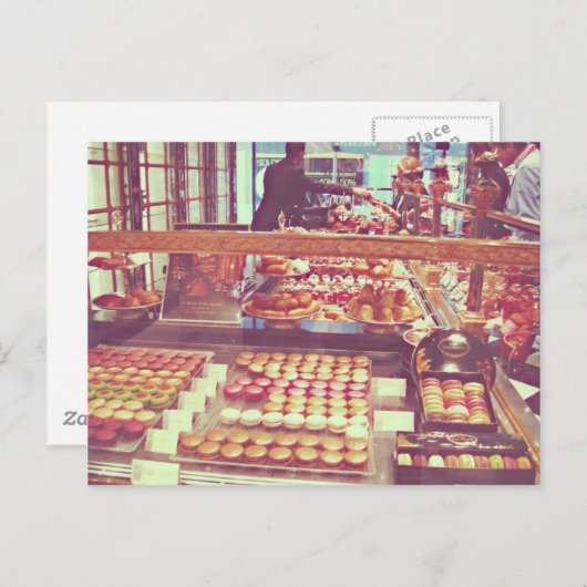 -Franse macaronneatshop Briefkaart (Voorkant / Achterkant)