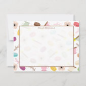 Franse Macarons Anemome & Teacups Flat Notecards Notitiekaartje (Voorkant)