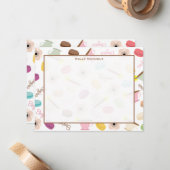 Franse Macarons Anemome & Teacups Flat Notecards Notitiekaartje (Voorkant / Achterkant in situ)