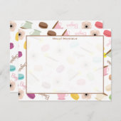 Franse Macarons Anemome & Teacups Flat Notecards Notitiekaartje (Voorkant / Achterkant)