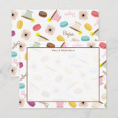 Franse Macarons Anemome & Teacups Flat Notecards Notitiekaartje (Voorkant / Achterkant)