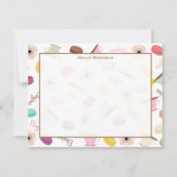 Franse Macarons Anemome & Teacups Flat Notecards