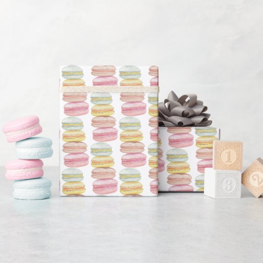 Franse Macarons Aquarel Handgeschilderd Cadeaupapier (Baby Shower)