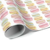 Franse Macarons Aquarel Handgeschilderd Cadeaupapier (Rol Hoek)