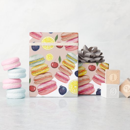 Franse Macarons Aquarel Handgeschilderd Cadeaupapier (Baby Shower)