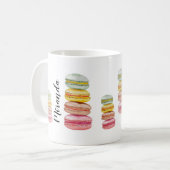 Franse Macarons Aquarel Handgeschilderd Koffiemok (Voorkant links)