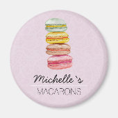 Franse Macarons Aquarel Handgeschilderd Magneet (Voorkant)