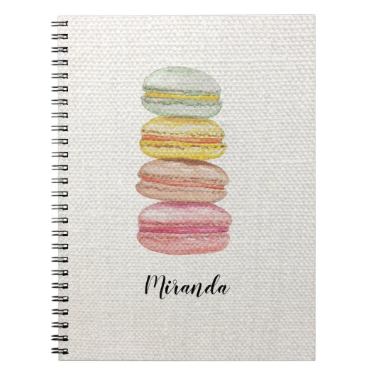 Franse Macarons Aquarel Handgeschilderd Notitieboek (Voorkant)