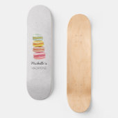 Franse Macarons Aquarel Handgeschilderd Persoonlijk Skateboard (Voorkant)