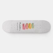 Franse Macarons Aquarel Handgeschilderd Persoonlijk Skateboard (Horizontaal)