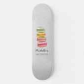 Franse Macarons Aquarel Handgeschilderd Persoonlijk Skateboard (Voorkant)