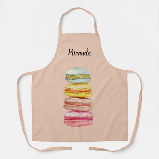Franse Macarons Aquarel Handgeschilderd Schort (Voorkant)