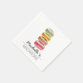 Franse Macarons Aquarel Handgeschilderd Servet
