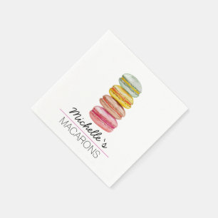 Franse Macarons Aquarel Handgeschilderd Servet