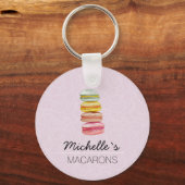 Franse Macarons Aquarel Handgeschilderd Sleutelhanger (Voorkant)