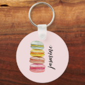 Franse Macarons Aquarel Handgeschilderd Sleutelhanger (Voorkant)