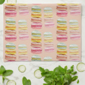 Franse Macarons Aquarel Handgeschilderd Theedoek (Gevouwen)