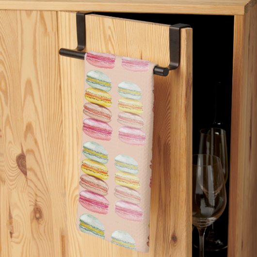 Franse Macarons Aquarel Handgeschilderd Theedoek (Derde Gevouwen)