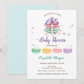 Franse Macarons, Blauwe Stippen Baby shower Kaart (Voorkant / Achterkant)