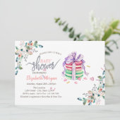 Franse Macarons Bloemen Baby Shower Uitnodiging (Staand voorkant)