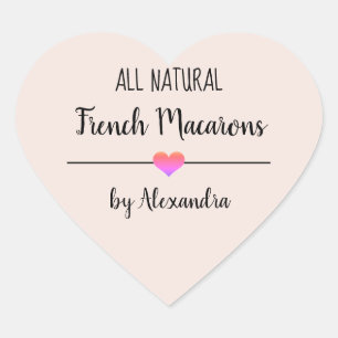 Franse Macarons blush roze script Hart Sticker