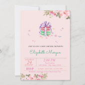 Franse Macarons, Floral Baby shower Kaart (Voorkant)