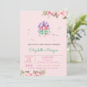 Franse Macarons, Floral Baby shower Kaart (Staand voorkant)