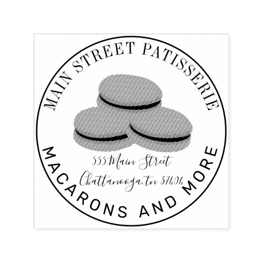 Franse Macarons Food Business Restaurant Adres Zelfinktende Stempel (Design)