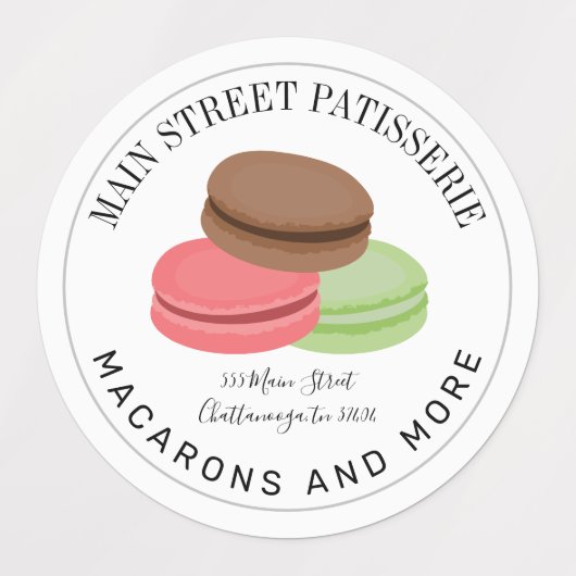 Franse Macarons Food Business Restaurant Labels (Design 1)