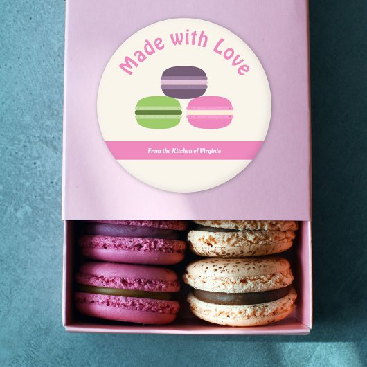 Franse Macarons gemaakt met Sticker liefdeslabel