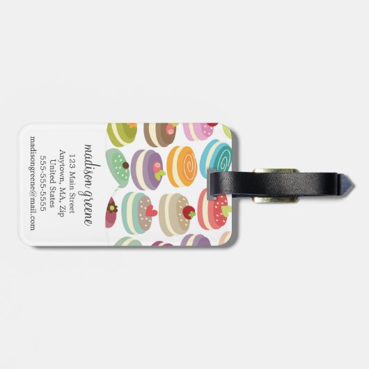 Franse Macarons gepersonaliseerd Bagagelabel (Achterkant horizontaal)