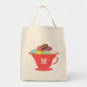 Franse Macarons in Red Teacup Monogram Bag Tote Bag (Voorkant)