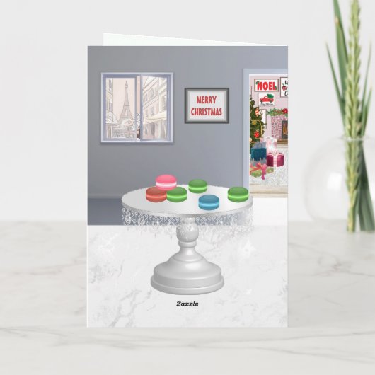 Franse Macarons Kerstavond en -ochtend Parijs Feestdagen Kaart (Achterkant)