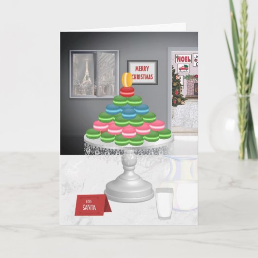 Franse Macarons Kerstavond en -ochtend Parijs Feestdagen Kaart (Voorkant)