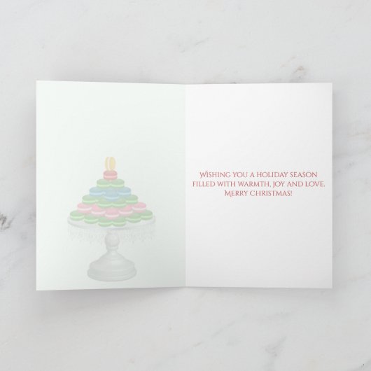 Franse Macarons Kerstavond en -ochtend Parijs Feestdagen Kaart (Binnen)